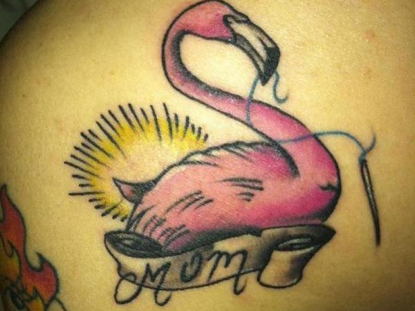 Flamingo With Mom Design Tattoo