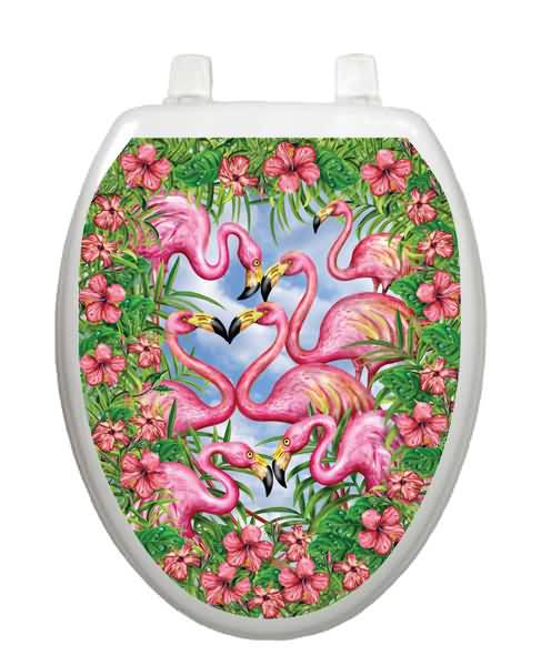 Flamingos Fancy On A Toilet Tattoo Design