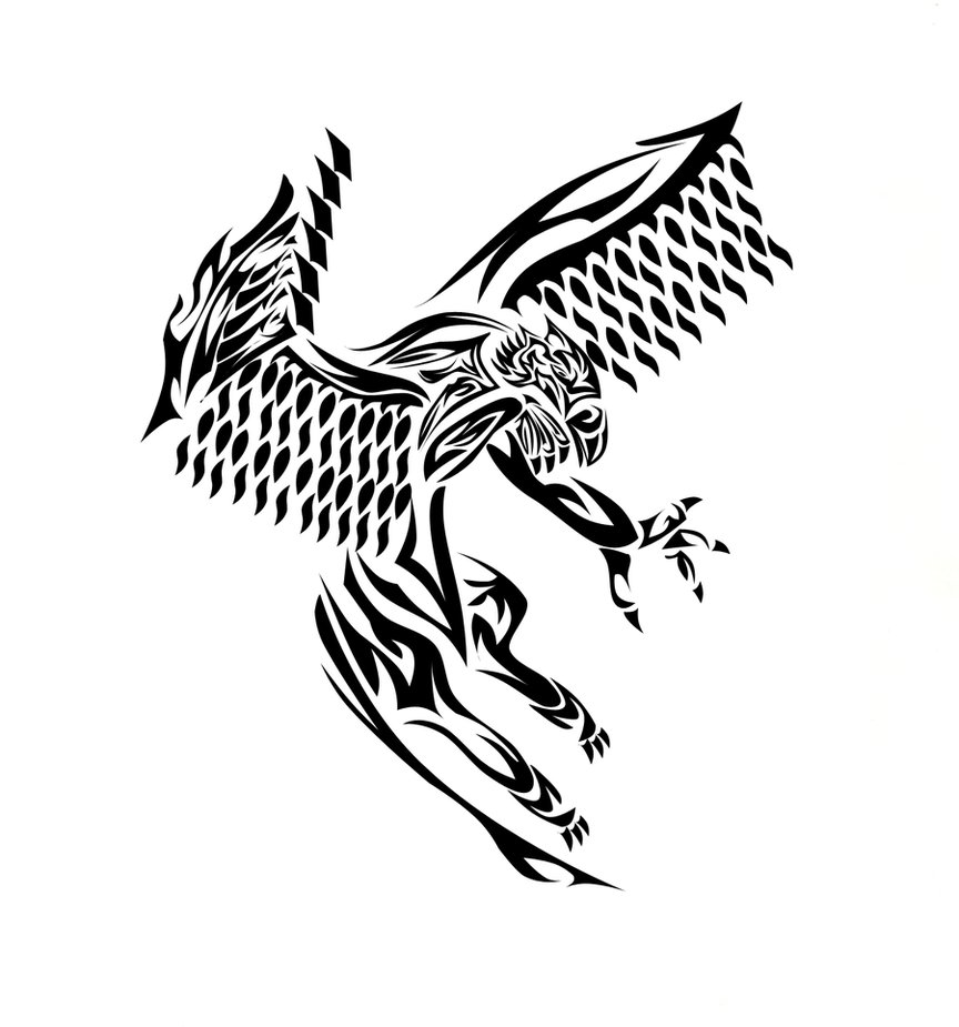 Flying Tribal Griffin Tattoo Design By EdsonKlein