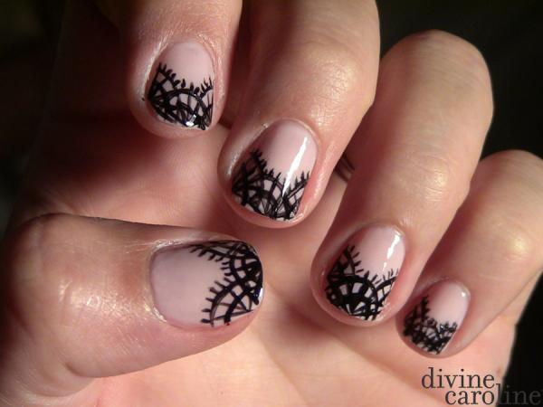 French Tip Lace Nail Art Design