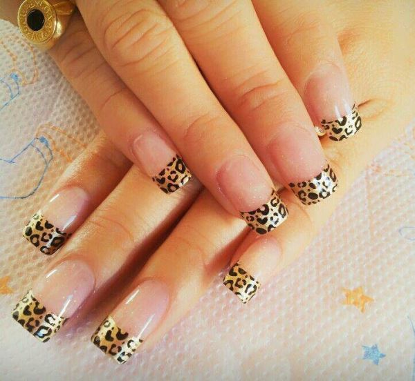 French Tip Leopard Print Nail Art