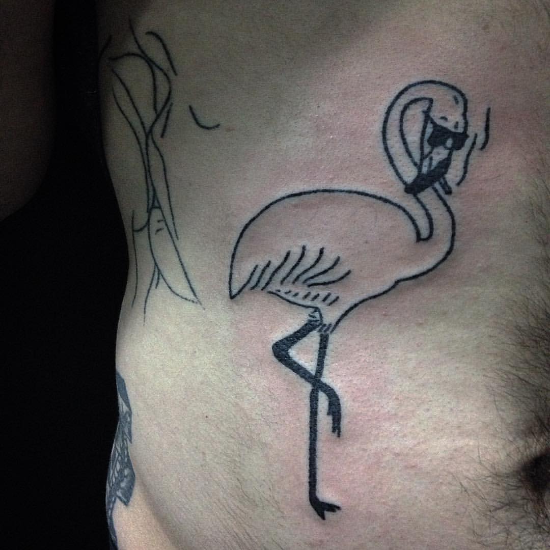 Funny Flamingo Smoking Tattoo