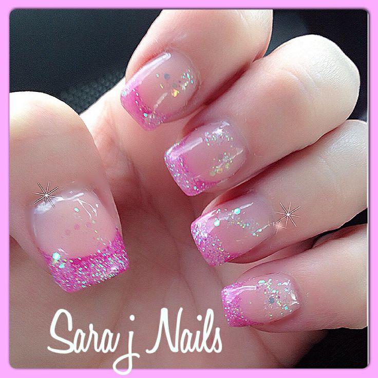 Glitter Pink Acrylic Nail Design