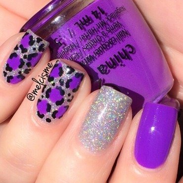 Glitter Purple Leopard Print Nail Art By Melissa