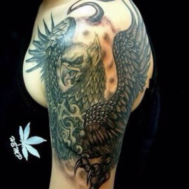 Gorgeous Griffin Tattoo On Half Sleeve For Men