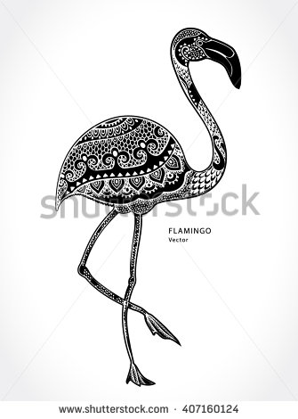 Gorgeous Tribal Flamingo Tattoo Design