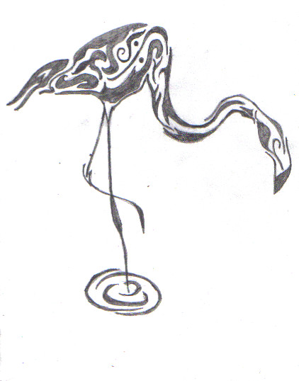 Grey Ink Flamingo Tattoo Design