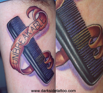 Hair Comb With Unbreakable Banner Tattoo