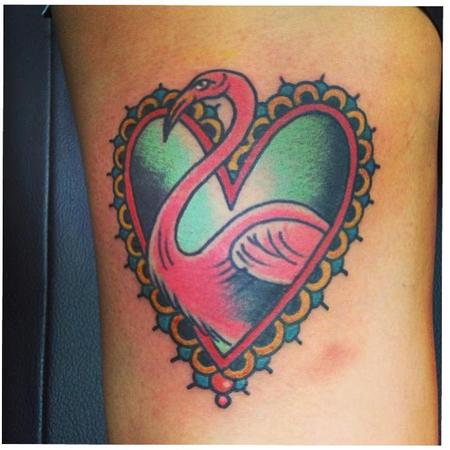 Heart And Flamingo Tattoo