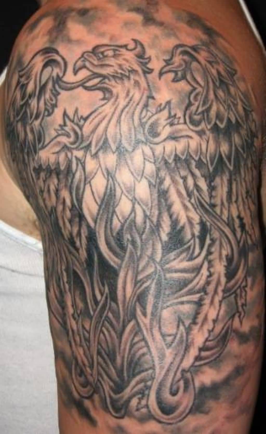 Incredible Griffin Tattoo On Half Sleeve