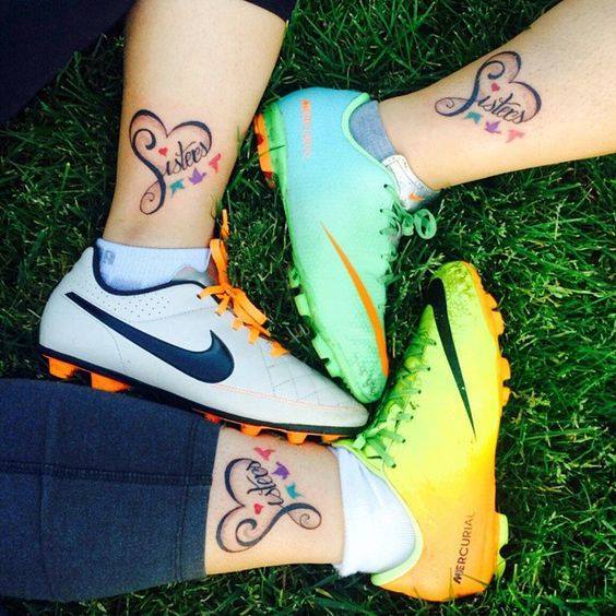 Matching Sisters Tattoos On Leg