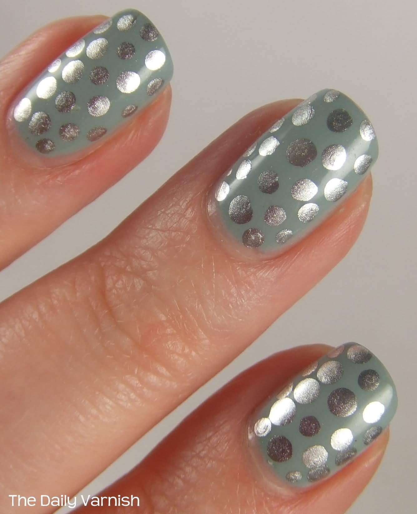 Metallic Polka Dots Nail Art Design