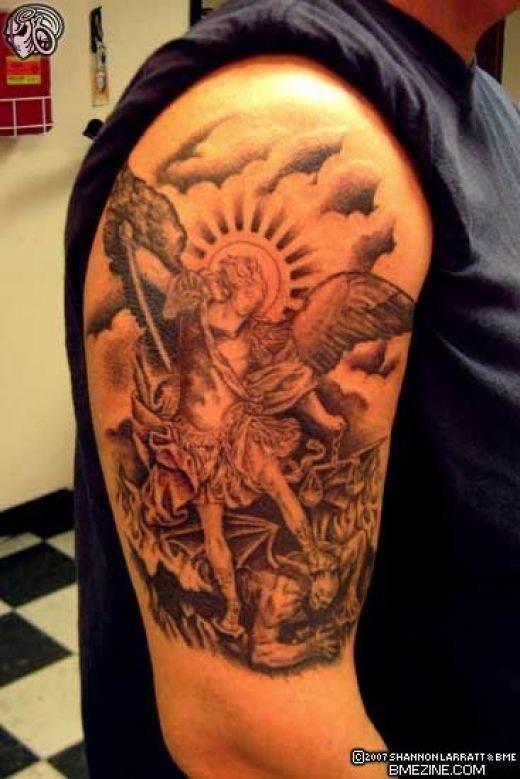 Michel Archangel Tattoo On Right Half Sleeve