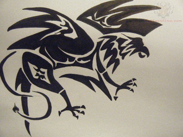 Nice Tribal Flying Griffin Tattoo Design