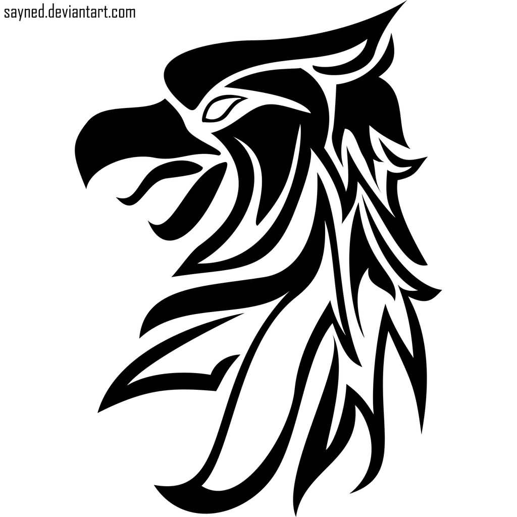 Nice Tribal Griffin Head Tattoo Design By Sayned