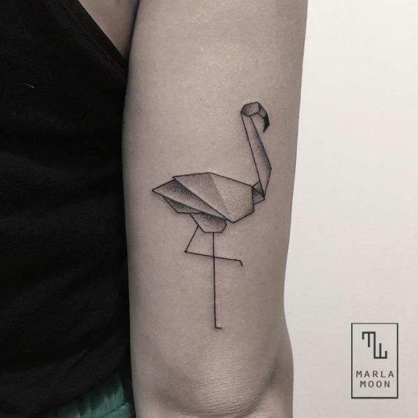 Nicely Designed Flamingo Tattoo On Half Sleeve
