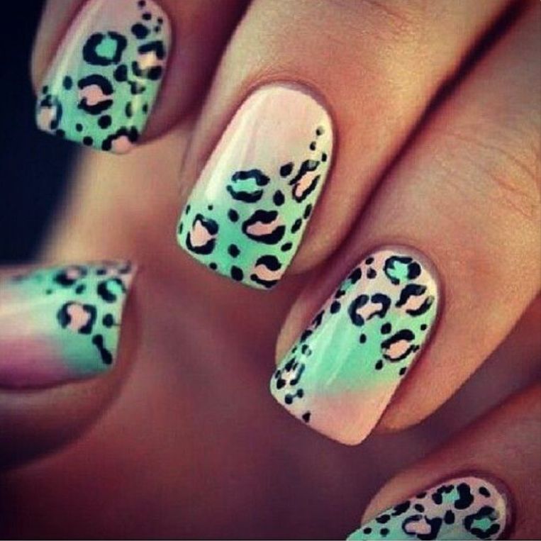 Ombre Nails With Leopard Print Nail Art