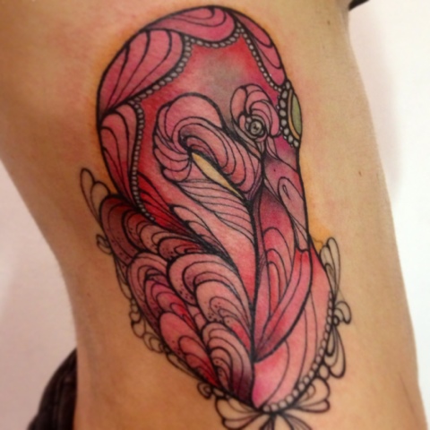 Outstanding Colorful Flamingo Tattoo