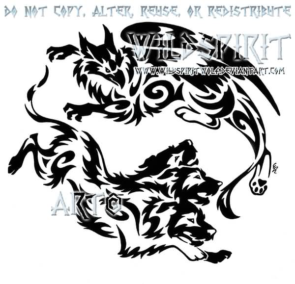Outstanding Griffin And Cerberus Tribal Tattoo Design By WilSpiritWolf