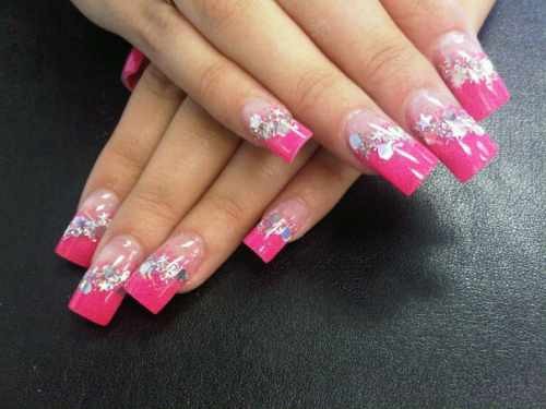Pink Acrylic Nail Design Idea