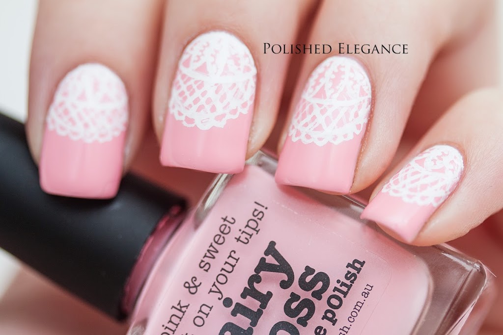 Pink And White Lace Nail Art