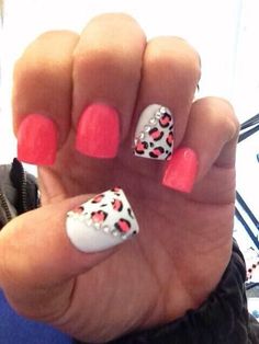 Pink And White Leopard Print Nail Design