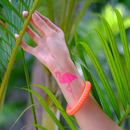 Pink Color Flamingo Tattoo On Wrist