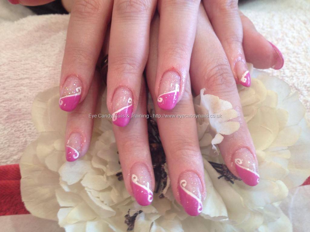 Pink Diagonal Acrylic Nail Art Design