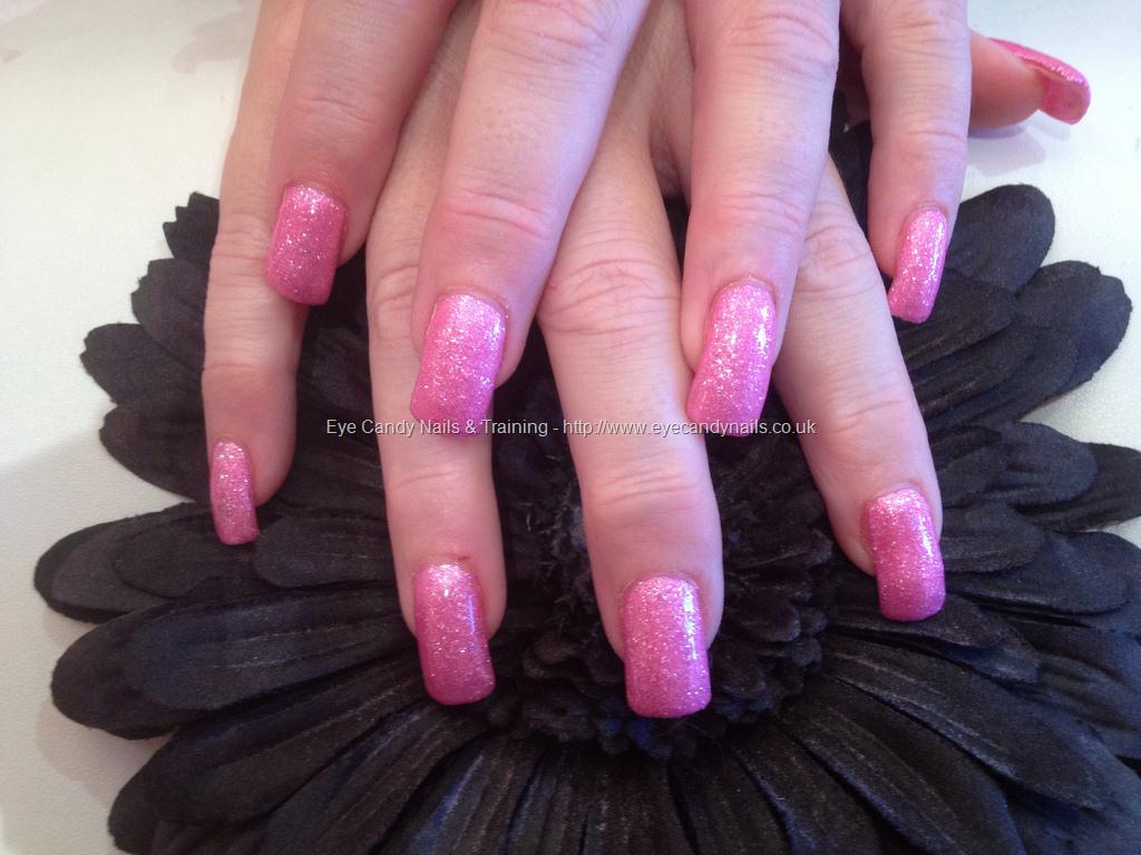 Pink Glitter Gel Acrylic Nail Art