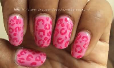 Pink Leopard Print Nail Art Design
