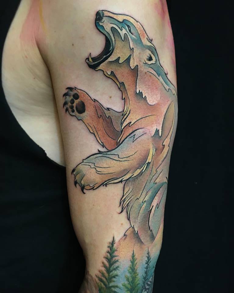 Polar Bear Tattoo On Half Sleeve By Melissa Fusco