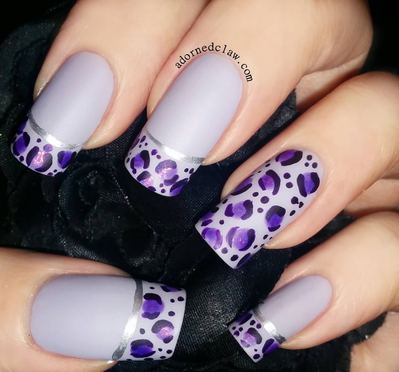 Purple Leopard Print Nail Art Design