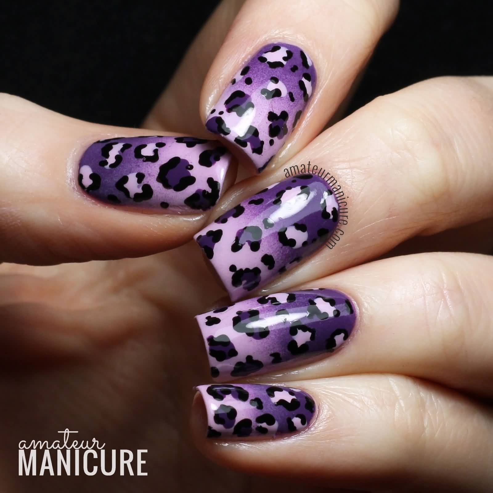 Purple Leopard Print Nail Art