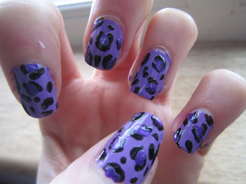 Purple Leopard Print Nail Design