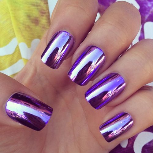 Purple Metallic Nail Art Ideas