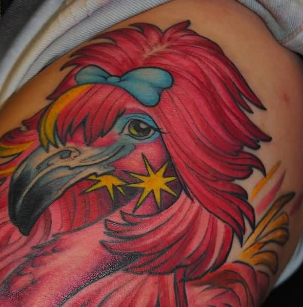 Red Lady Flamingo Tattoo