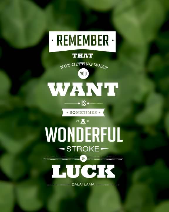 Remember that sometimes not getting what you want is a wonderful stroke of luck - Dalai Lama XIV