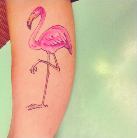 Simple Flamingo Tattoo On Half Sleeve