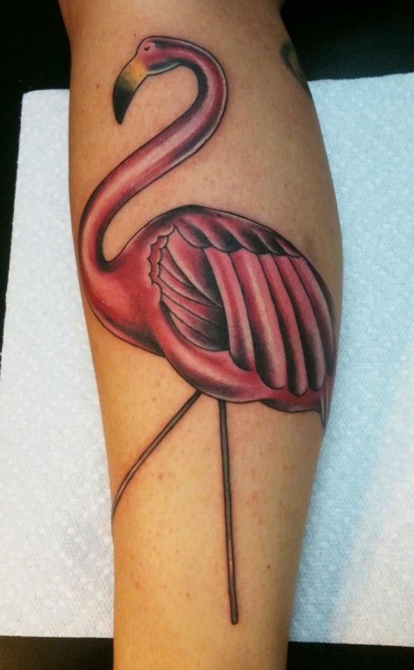 Simple Traditional Flamingo Tattoo