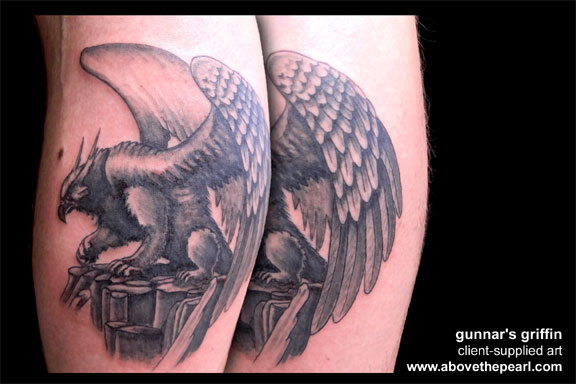 Sitting Griffin Tattoo On Forearm By Tanya Magdelena