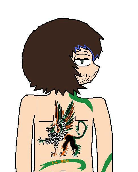 Small Griffin Tattoo On Cartoon Boy's Back Design
