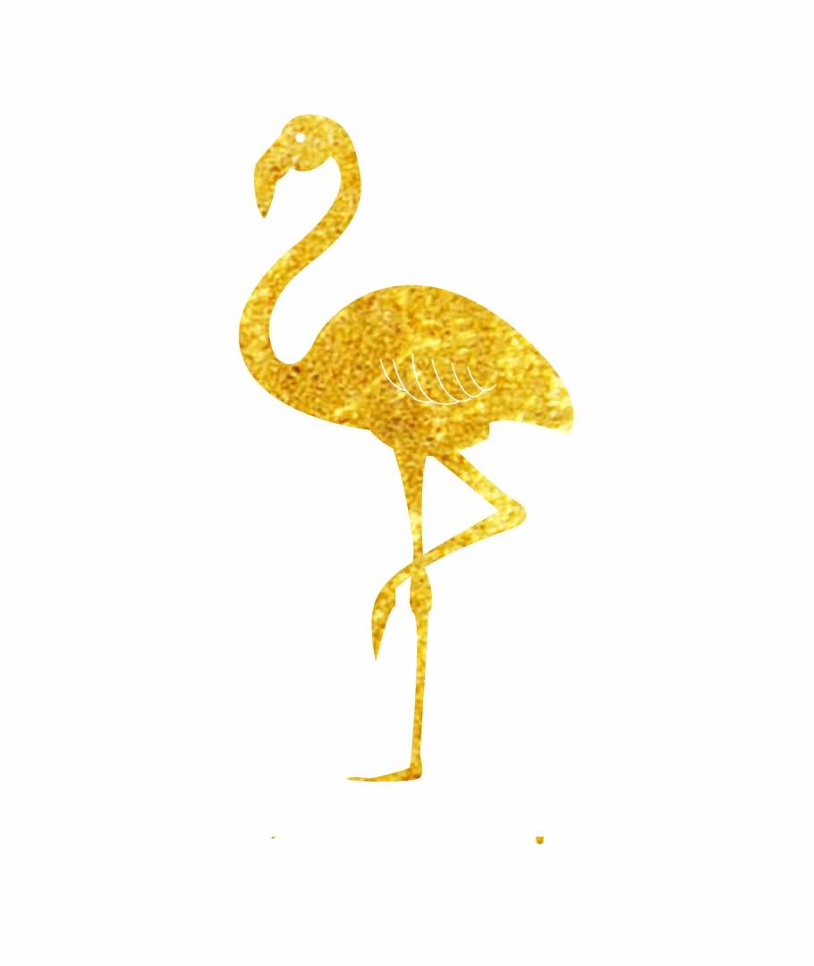 Stunning Golden Color Flamingo Tattoo Design