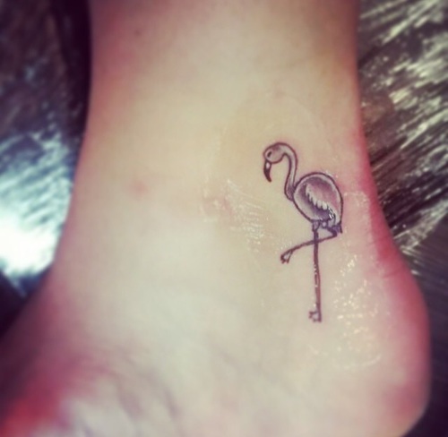 Sweet Small Flamingo Tattoo On Ankle