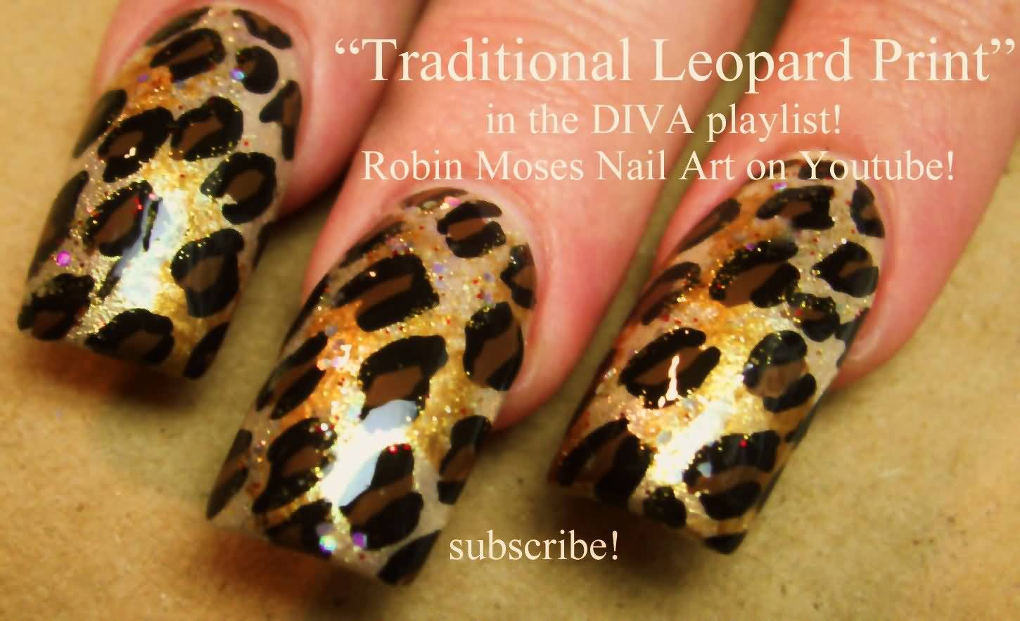 Traditional Leopard Print Nail Art Design