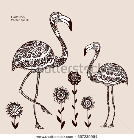Tribal Flamingo Tattoo Design