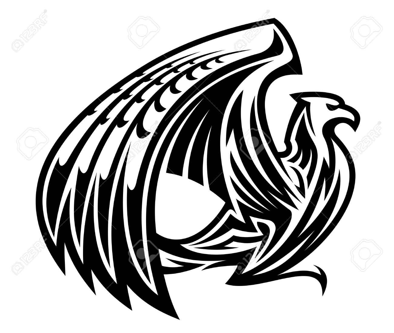 Tribal Griffin With Huge Wings Tattoo Design