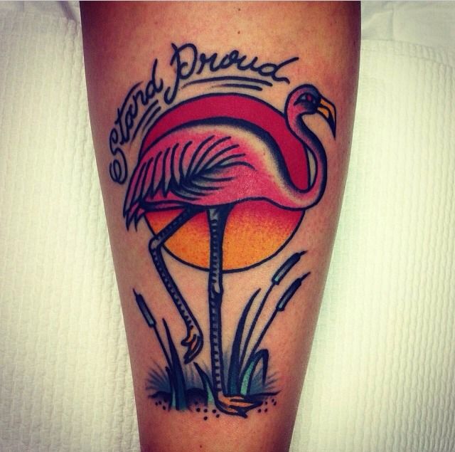 Very Lovely Flamingo Tattoo On Forearm By Charley Gerardin