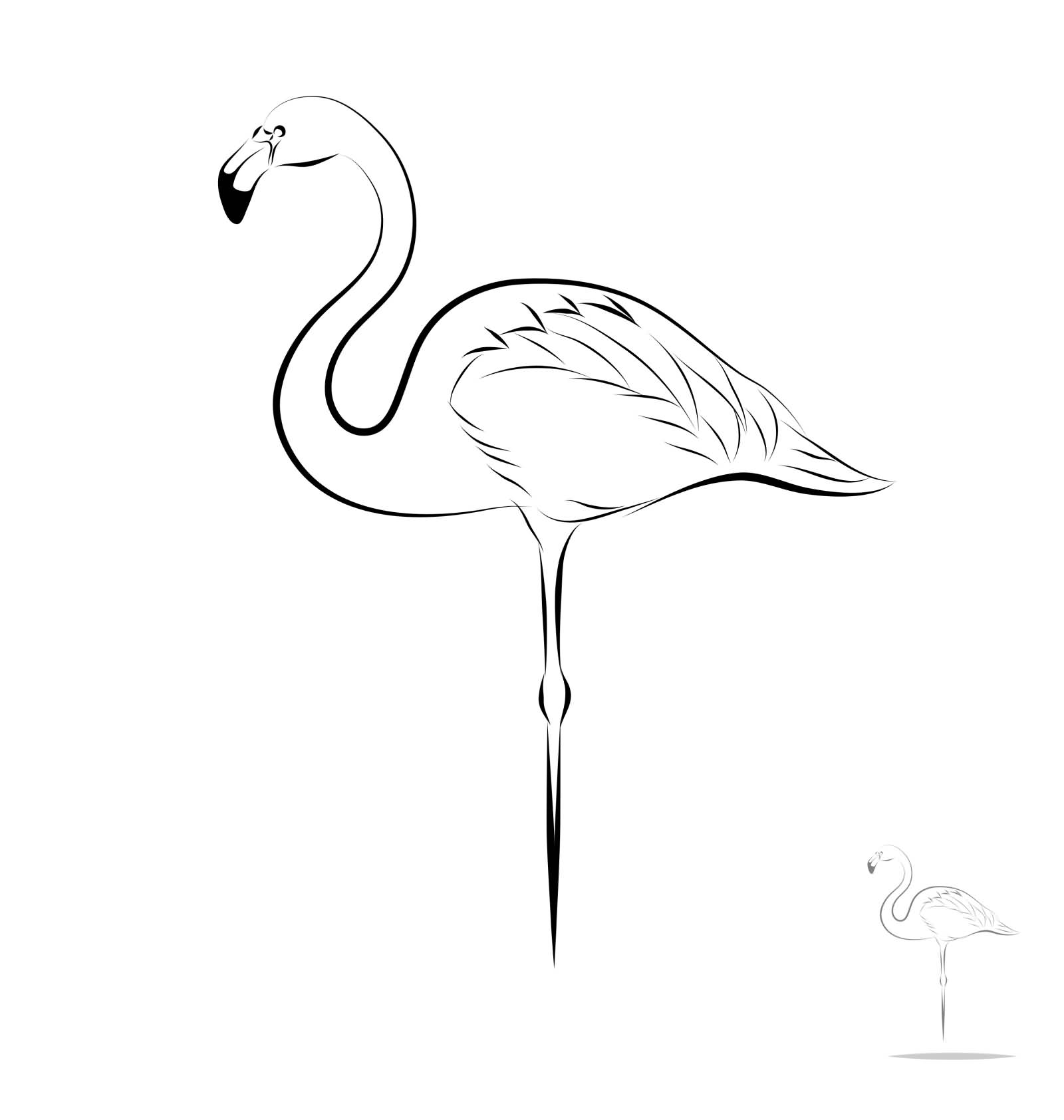 Very Stylized Flamingo Tattoo Design