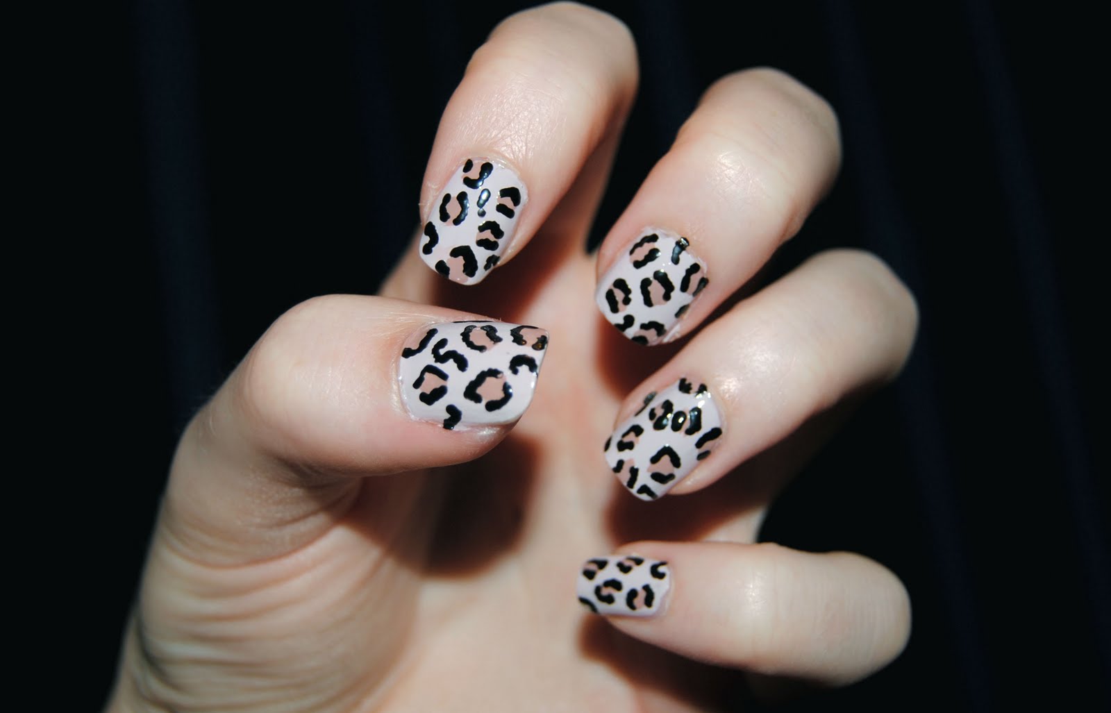 White And Brown Leopard Print Nail Art