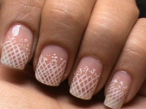 White French Tip Lace Nail Art